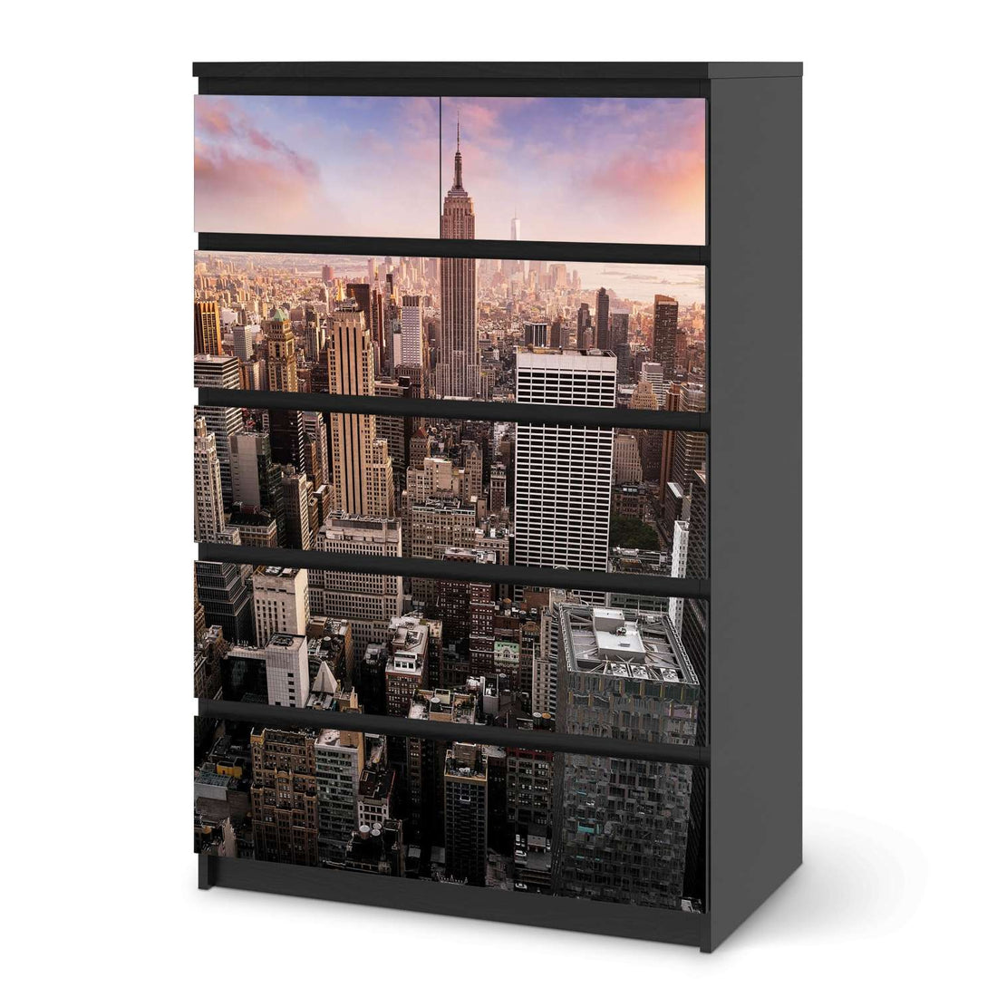 Möbel Klebefolie Big Apple - IKEA Malm Kommode 6 Schubladen (hoch) - schwarz