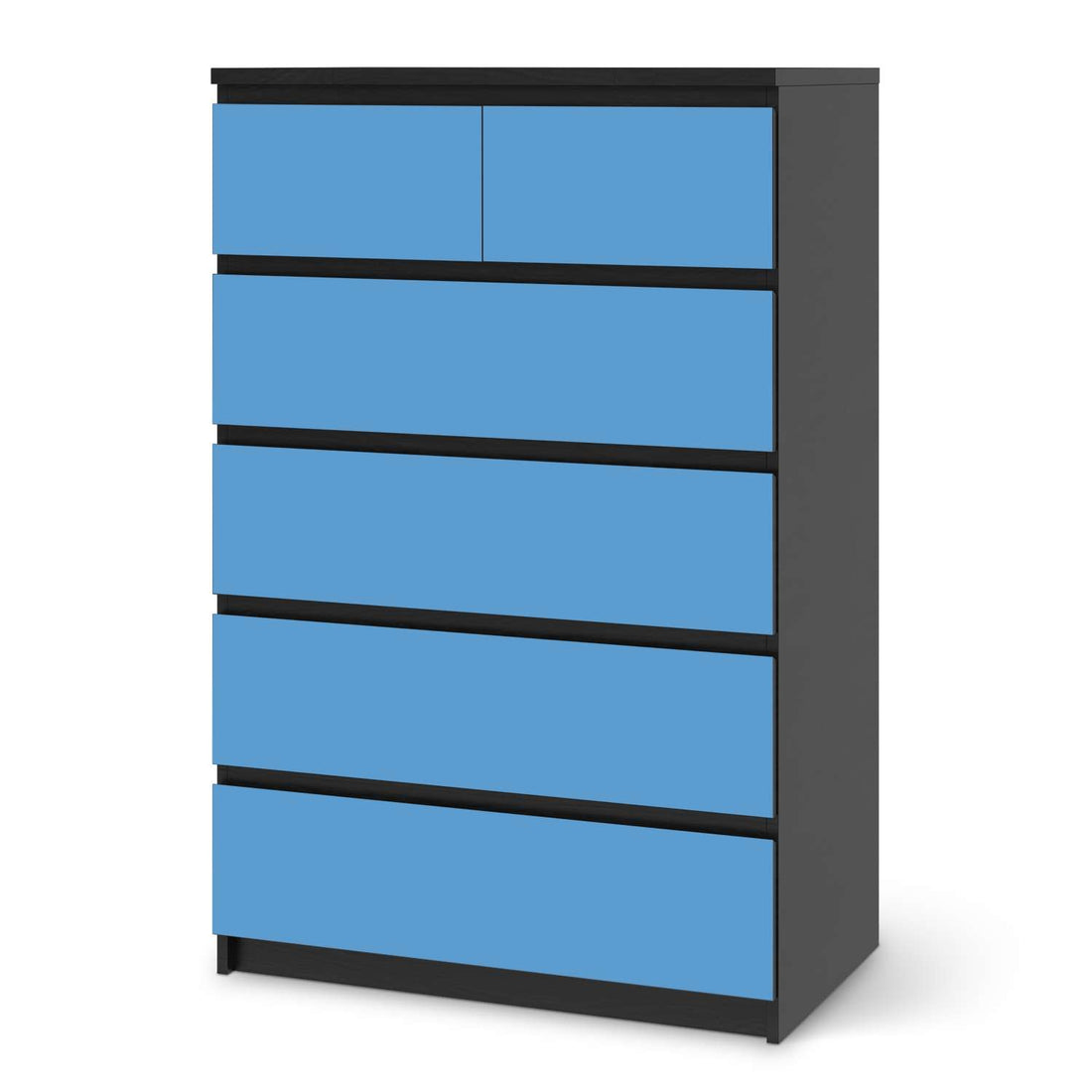 Möbel Klebefolie Blau Light - IKEA Malm Kommode 6 Schubladen (hoch) - schwarz