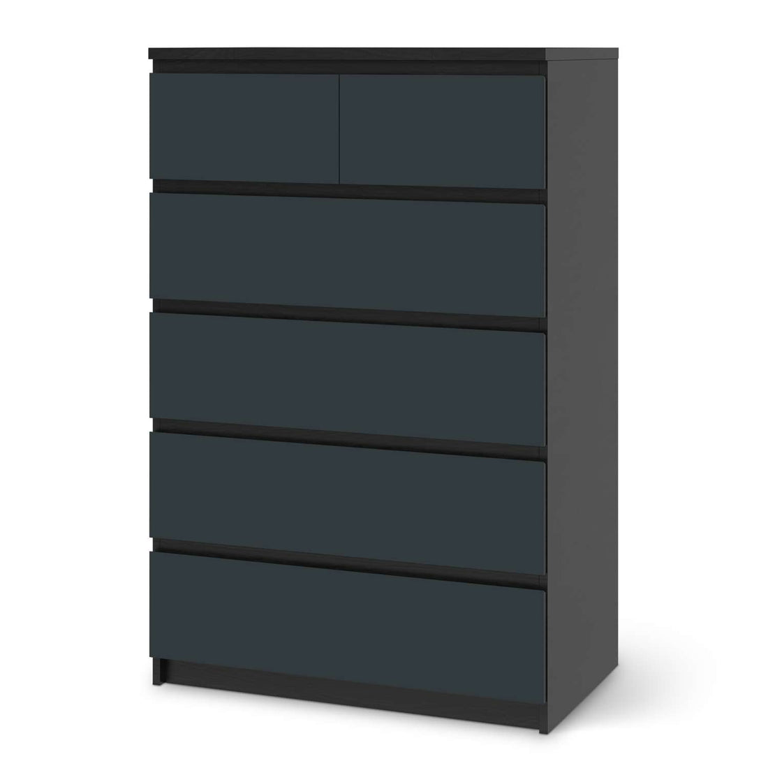 Möbel Klebefolie Blaugrau Dark - IKEA Malm Kommode 6 Schubladen (hoch) - schwarz