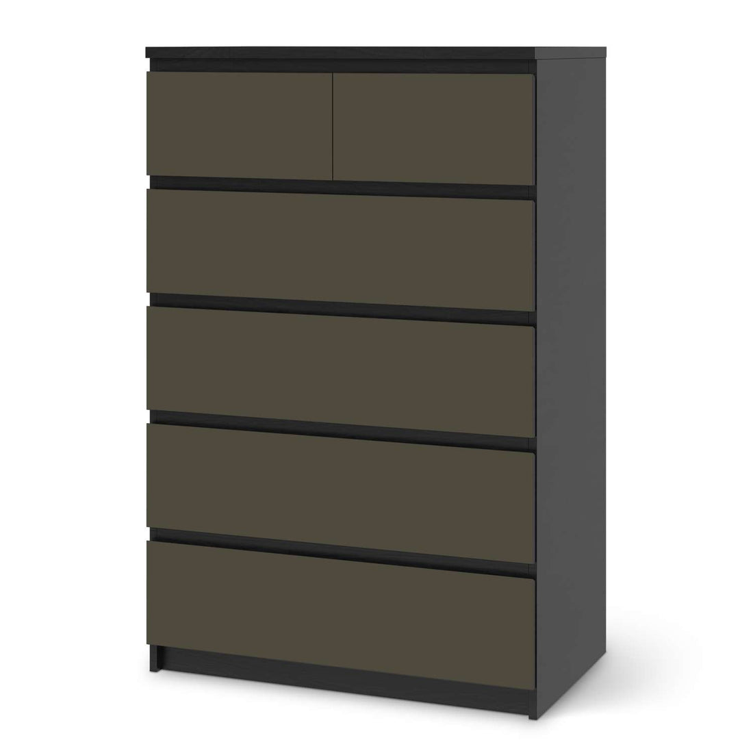 Möbel Klebefolie Braungrau Dark - IKEA Malm Kommode 6 Schubladen (hoch) - schwarz