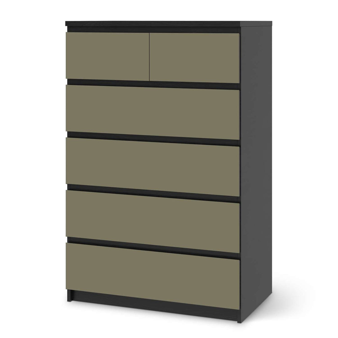 Möbel Klebefolie Braungrau Light - IKEA Malm Kommode 6 Schubladen (hoch) - schwarz