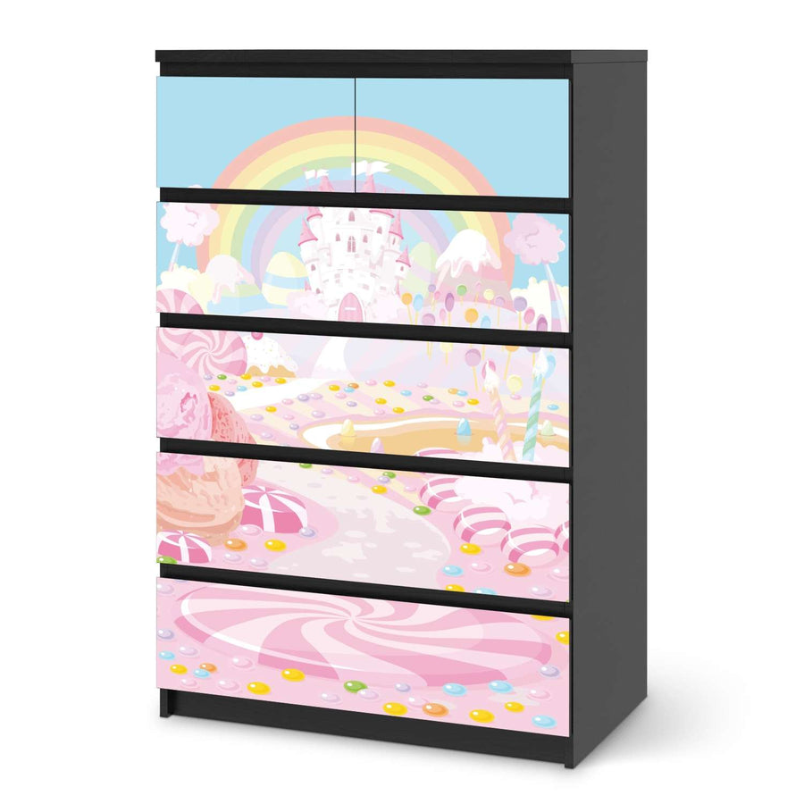 Möbel Klebefolie Candyland - IKEA Malm Kommode 6 Schubladen (hoch) - schwarz