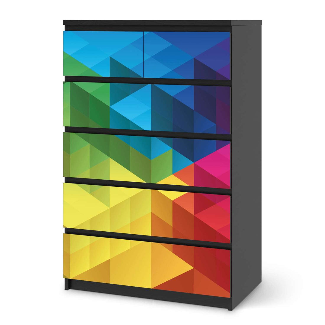 Möbel Klebefolie Colored Cubes - IKEA Malm Kommode 6 Schubladen (hoch) - schwarz