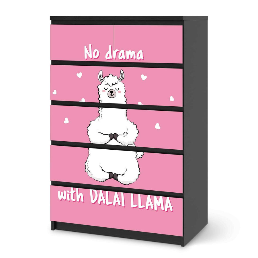 Möbel Klebefolie Dalai Llama - IKEA Malm Kommode 6 Schubladen (hoch) - schwarz