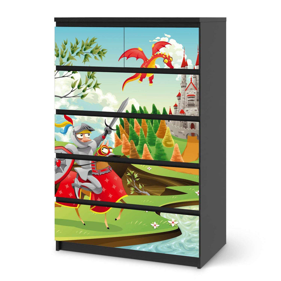 Möbel Klebefolie Fairytale - IKEA Malm Kommode 6 Schubladen (hoch) - schwarz