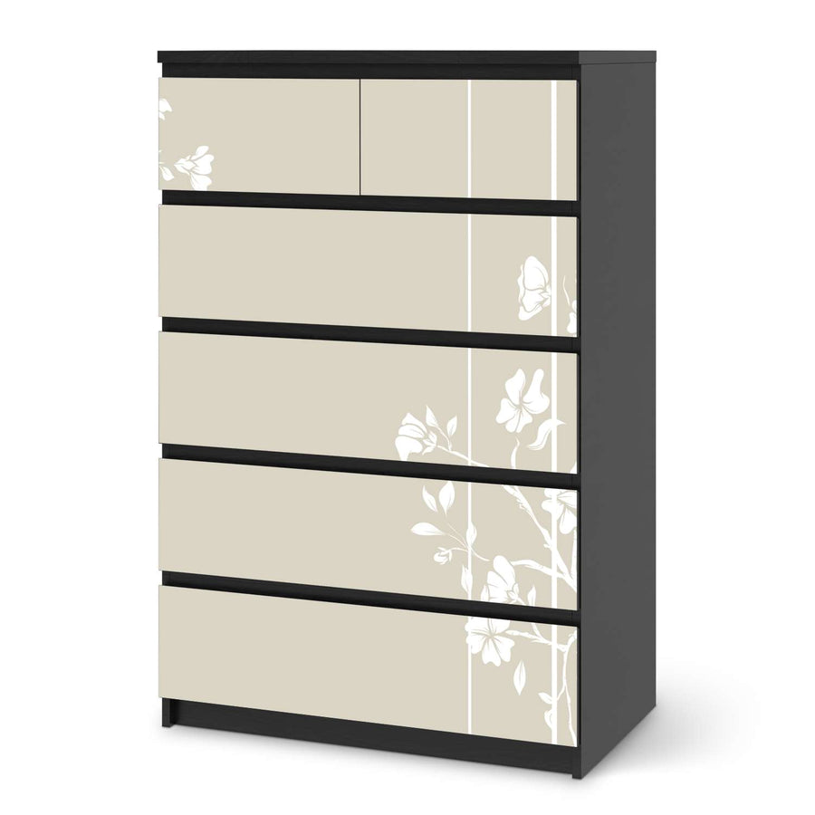 Möbel Klebefolie Florals Plain 3 - IKEA Malm Kommode 6 Schubladen (hoch) - schwarz