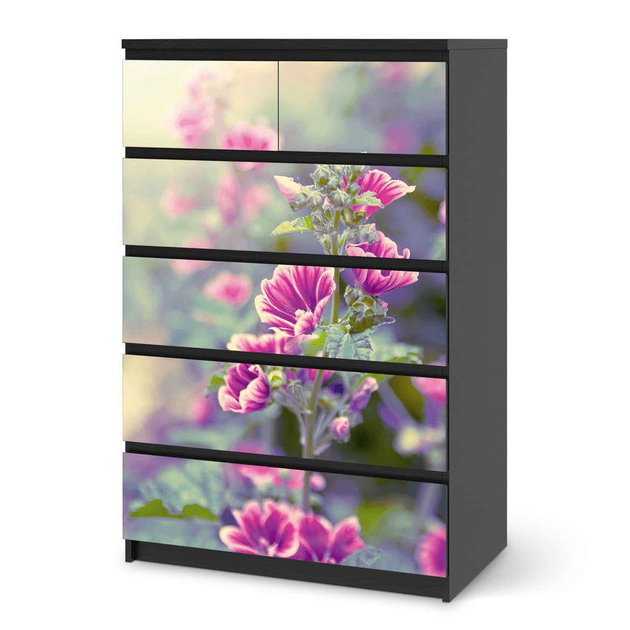 Möbel Klebefolie Flower Gaze - IKEA Malm Kommode 6 Schubladen (hoch) - schwarz