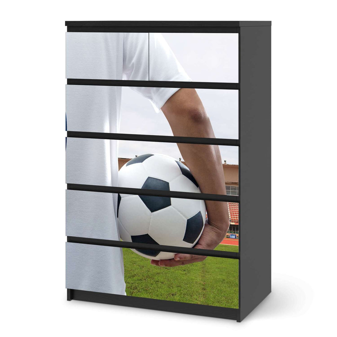 Möbel Klebefolie Footballmania - IKEA Malm Kommode 6 Schubladen (hoch) - schwarz