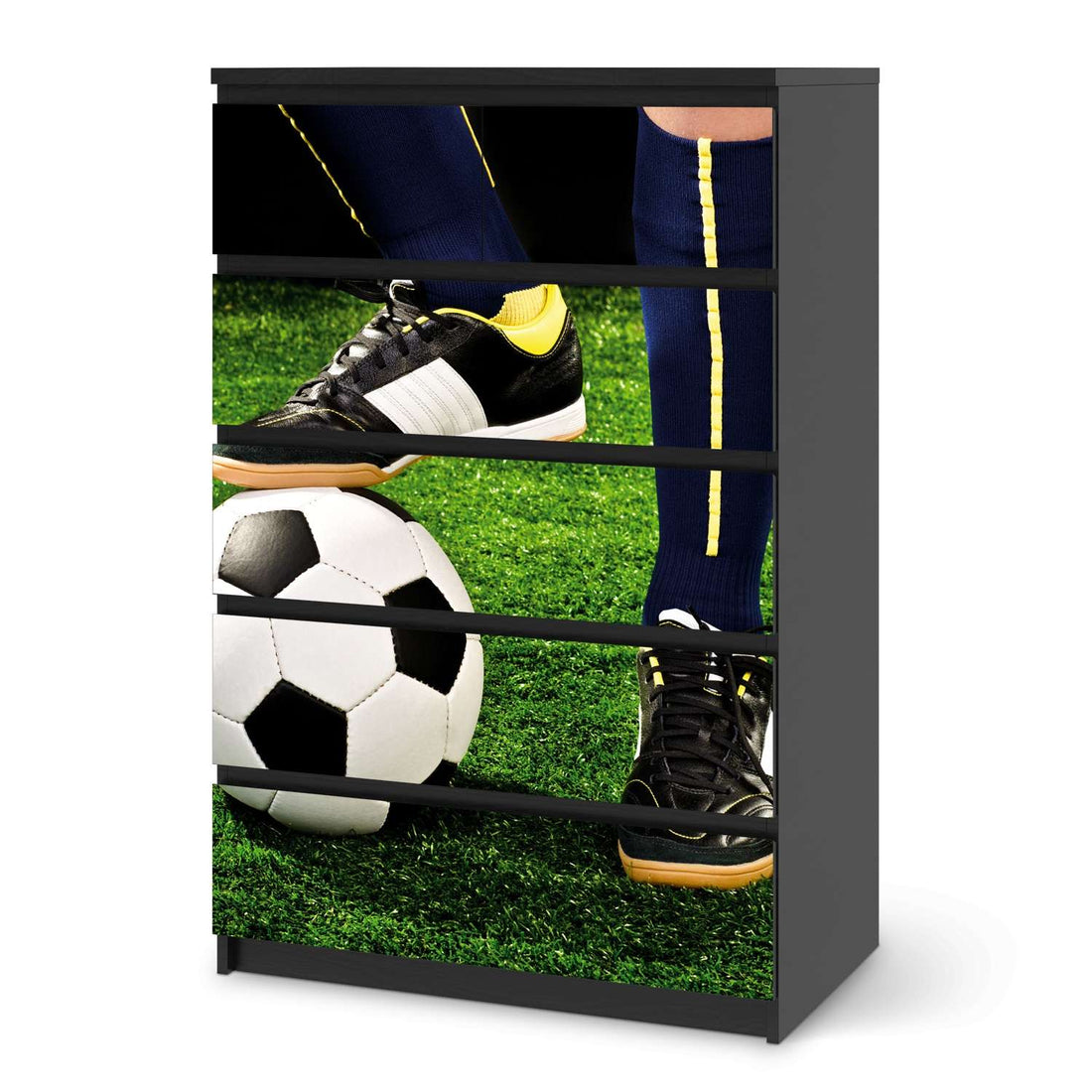 Möbel Klebefolie Fussballstar - IKEA Malm Kommode 6 Schubladen (hoch) - schwarz