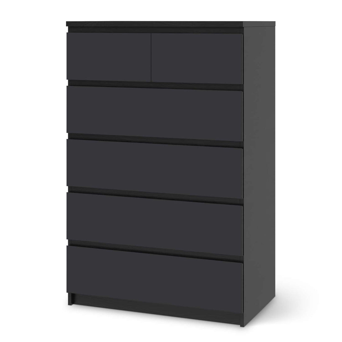 Möbel Klebefolie Grau Dark - IKEA Malm Kommode 6 Schubladen (hoch) - schwarz