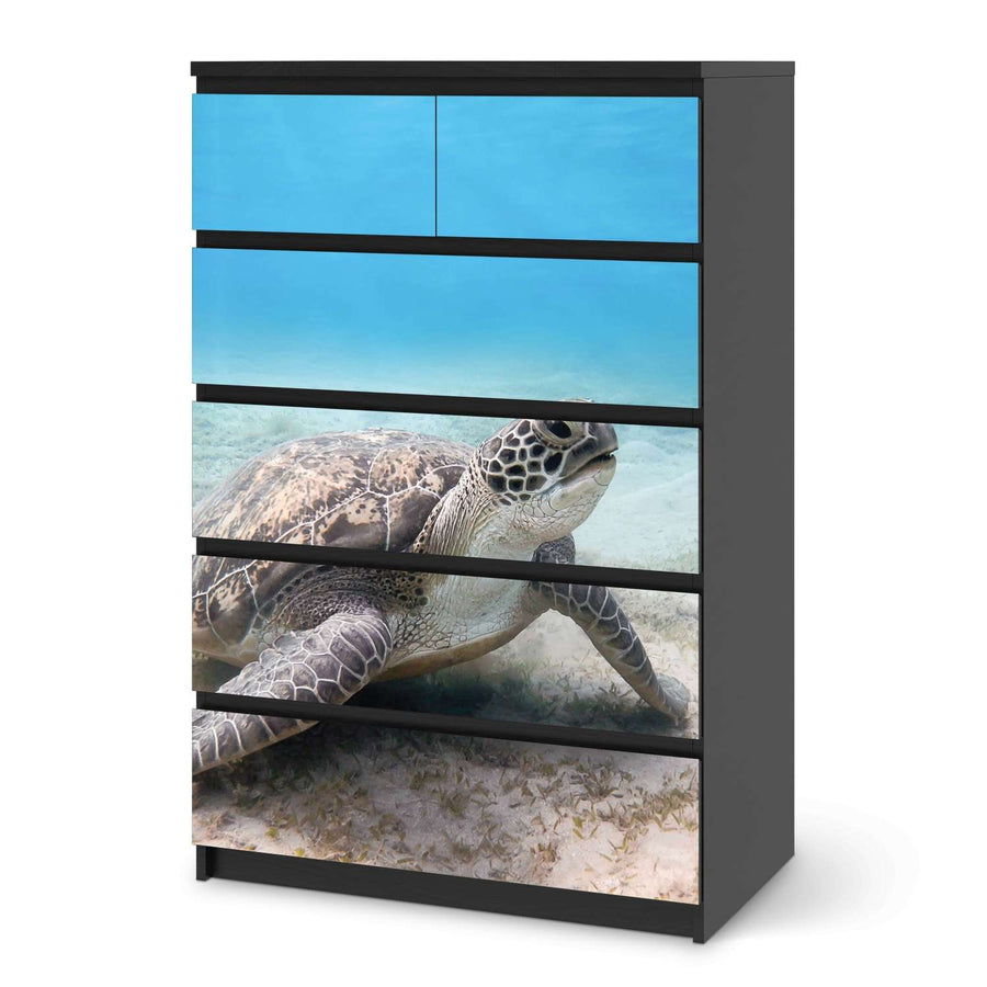 Möbel Klebefolie Green Sea Turtle - IKEA Malm Kommode 6 Schubladen (hoch) - schwarz