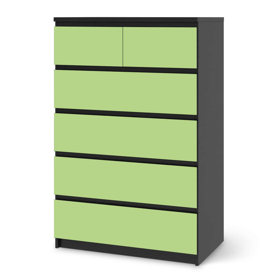 Möbel Klebefolie Hellgrün Light - IKEA Malm Kommode 6 Schubladen (hoch) - schwarz