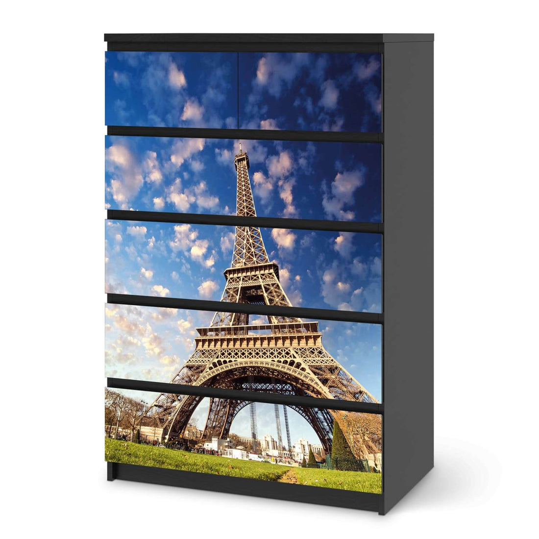 Möbel Klebefolie La Tour Eiffel - IKEA Malm Kommode 6 Schubladen (hoch) - schwarz