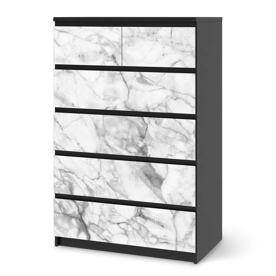 Möbel Klebefolie Marmor weiß - IKEA Malm Kommode 6 Schubladen (hoch) - schwarz