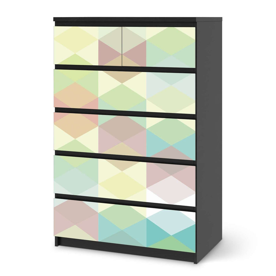 Möbel Klebefolie Melitta Pastell Geometrie - IKEA Malm Kommode 6 Schubladen (hoch) - schwarz