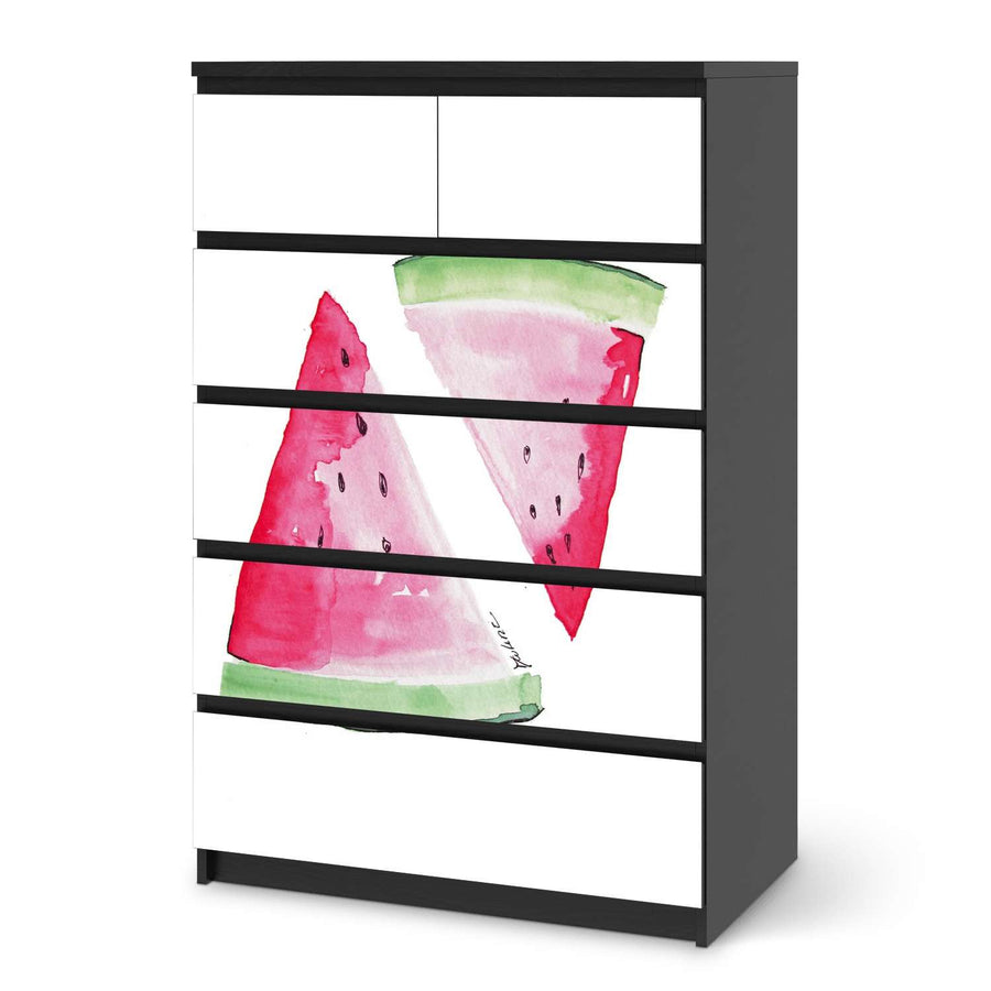 Möbel Klebefolie Melone - IKEA Malm Kommode 6 Schubladen (hoch) - schwarz