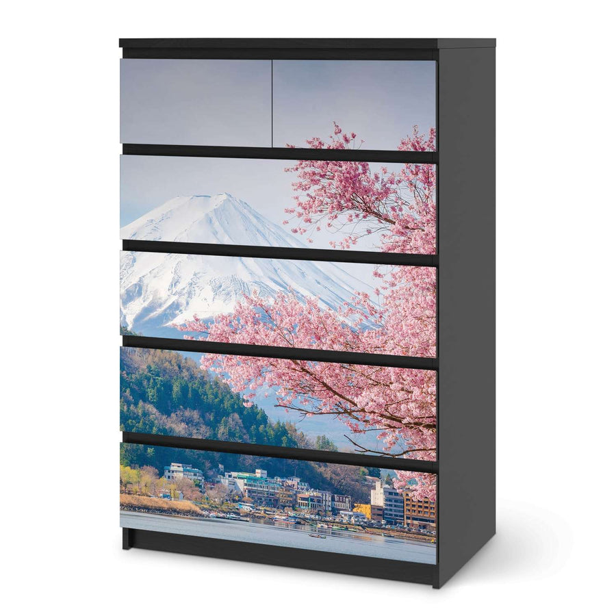 Möbel Klebefolie Mount Fuji - IKEA Malm Kommode 6 Schubladen (hoch) - schwarz