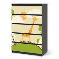 Möbel Klebefolie Mountain Giraffe - IKEA Malm Kommode 6 Schubladen (hoch) - schwarz