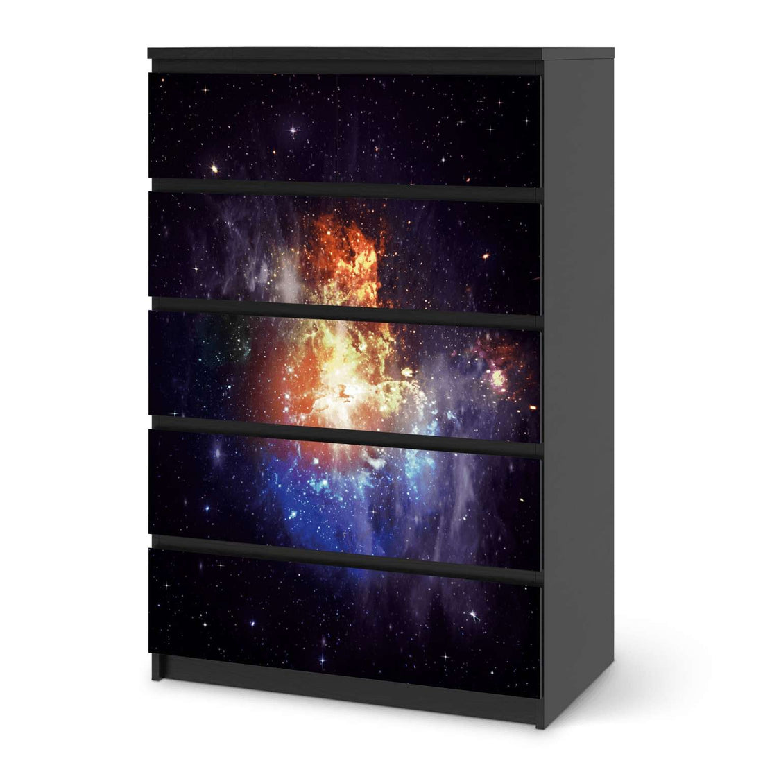 Möbel Klebefolie Nebula - IKEA Malm Kommode 6 Schubladen (hoch) - schwarz