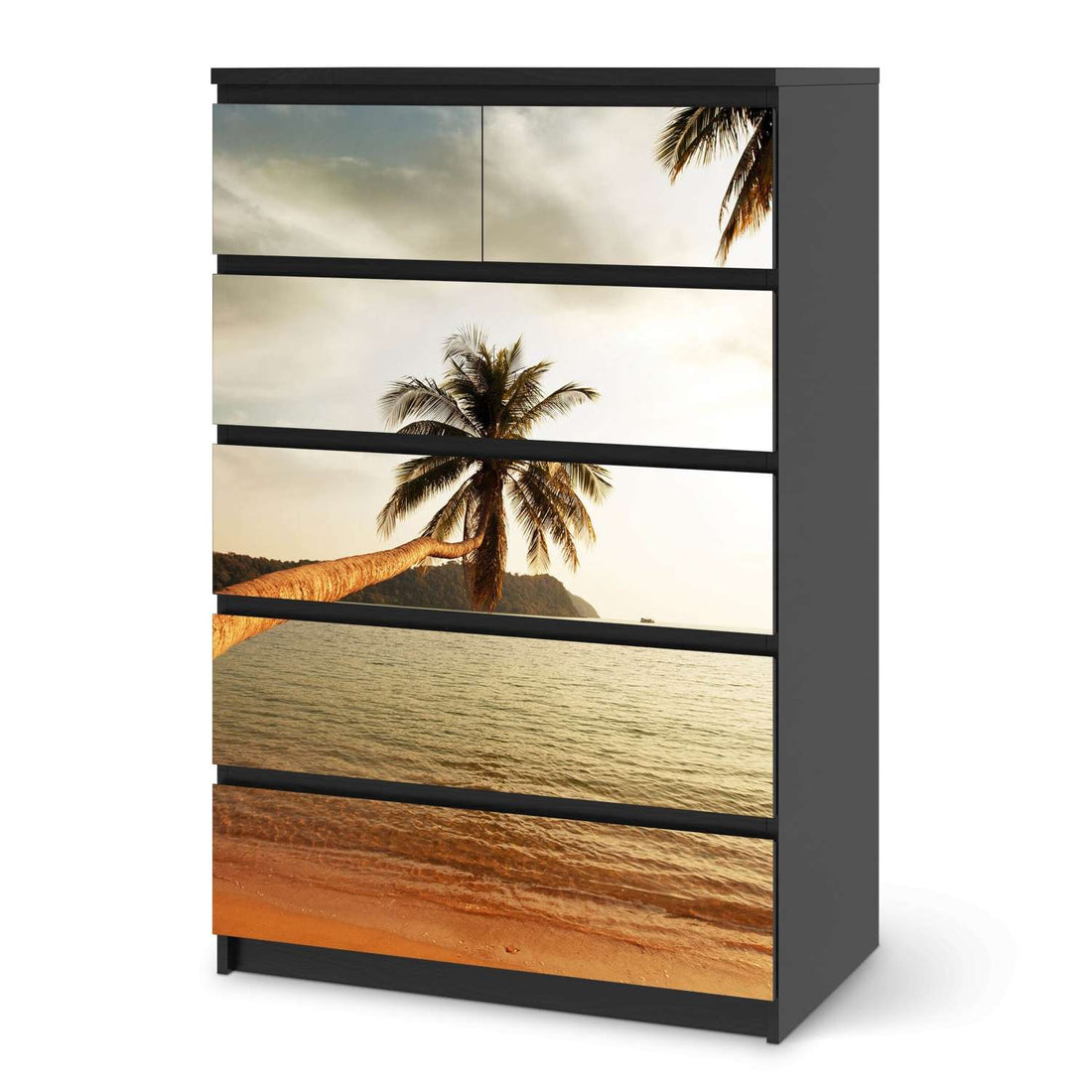 Möbel Klebefolie Paradise - IKEA Malm Kommode 6 Schubladen (hoch) - schwarz