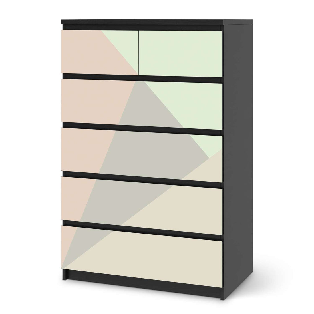 Möbel Klebefolie Pastell Geometrik - IKEA Malm Kommode 6 Schubladen (hoch) - schwarz