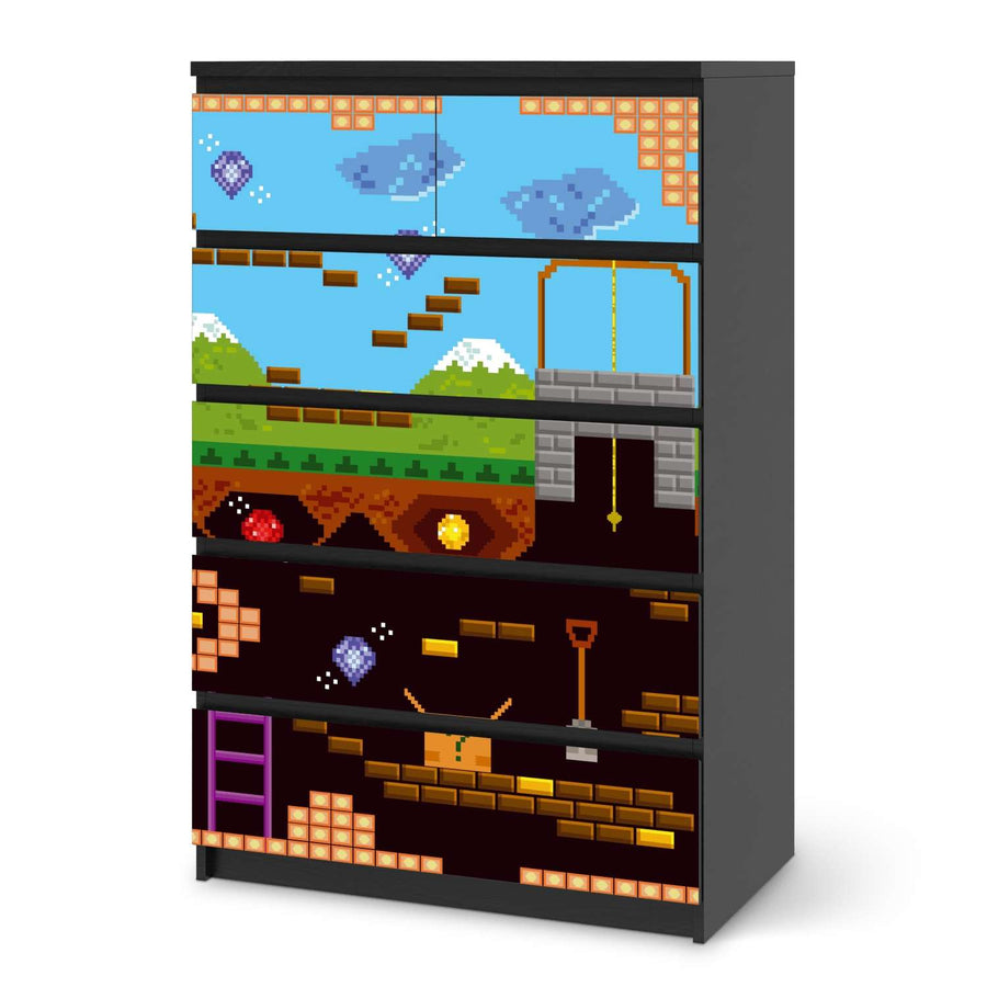 Möbel Klebefolie Pixelmania - IKEA Malm Kommode 6 Schubladen (hoch) - schwarz