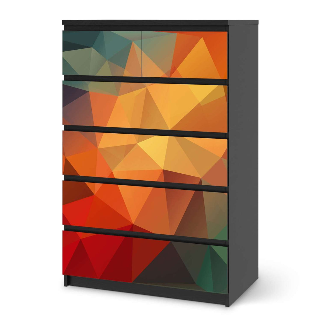 Möbel Klebefolie Polygon - IKEA Malm Kommode 6 Schubladen (hoch) - schwarz