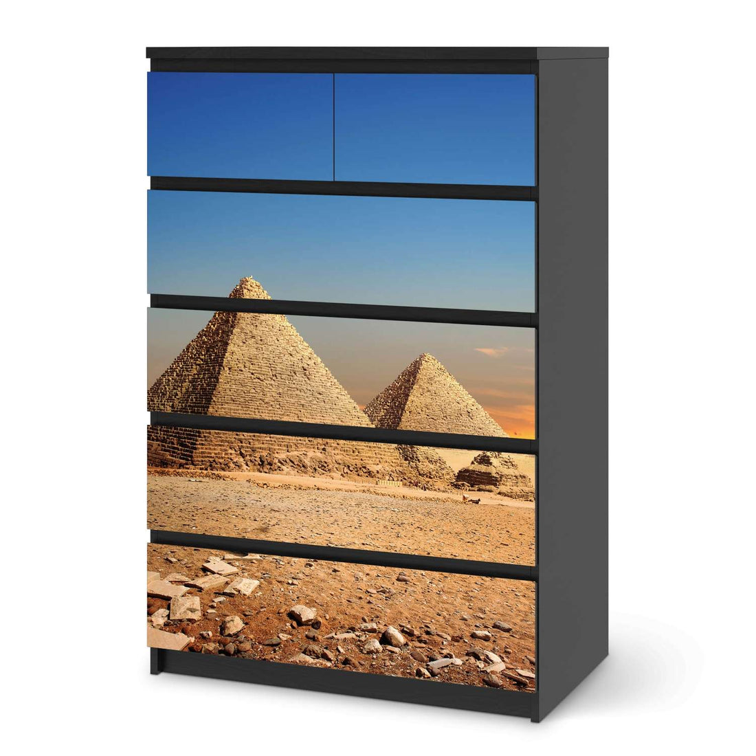 Möbel Klebefolie Pyramids - IKEA Malm Kommode 6 Schubladen (hoch) - schwarz