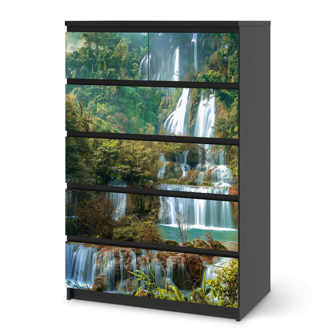 Möbel Klebefolie Rainforest - IKEA Malm Kommode 6 Schubladen (hoch) - schwarz