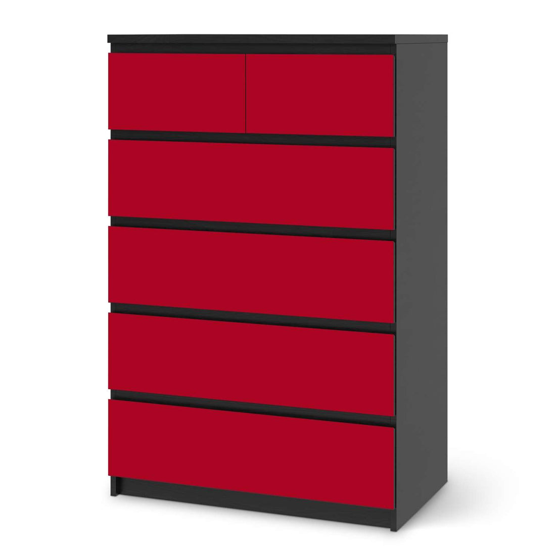 Möbel Klebefolie Rot Dark - IKEA Malm Kommode 6 Schubladen (hoch) - schwarz