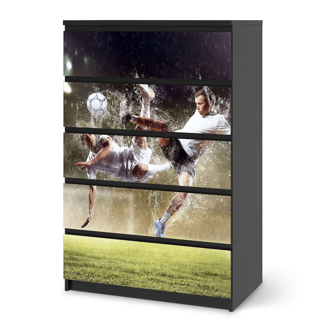 Möbel Klebefolie Soccer - IKEA Malm Kommode 6 Schubladen (hoch) - schwarz