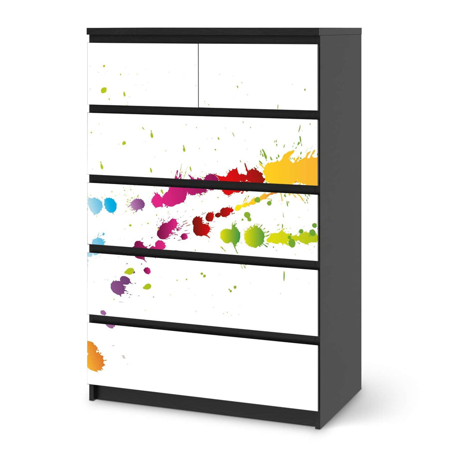 Möbel Klebefolie Splash 2 - IKEA Malm Kommode 6 Schubladen (hoch) - schwarz