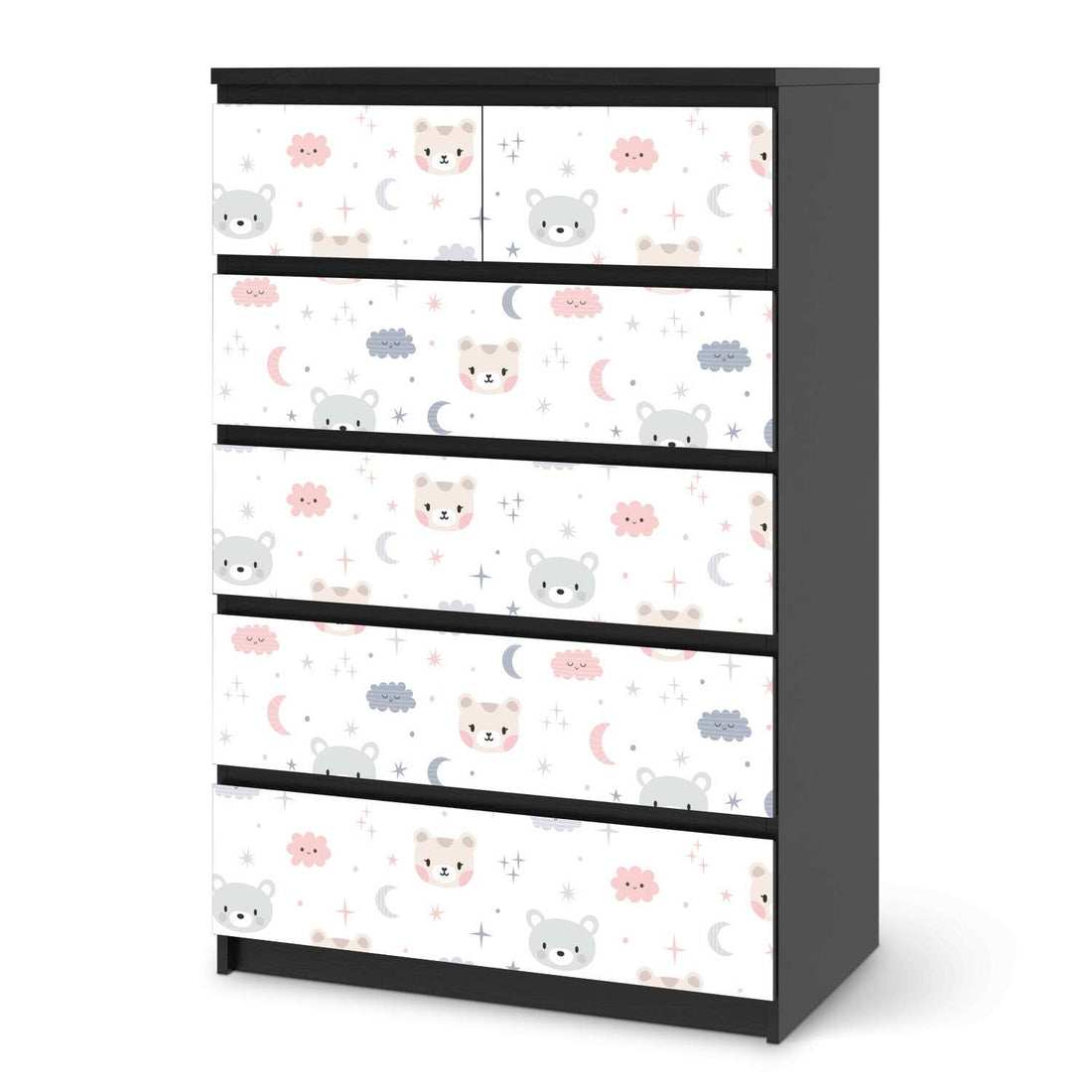 Möbel Klebefolie Sweet Dreams - IKEA Malm Kommode 6 Schubladen (hoch) - schwarz