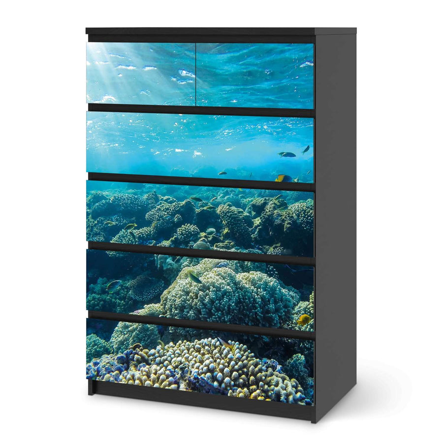 Möbel Klebefolie Underwater World - IKEA Malm Kommode 6 Schubladen (hoch) - schwarz