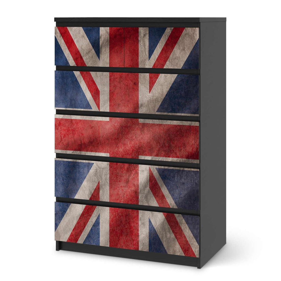 Möbel Klebefolie Union Jack - IKEA Malm Kommode 6 Schubladen (hoch) - schwarz