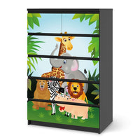 Möbel Klebefolie Wild Animals - IKEA Malm Kommode 6 Schubladen (hoch) - schwarz