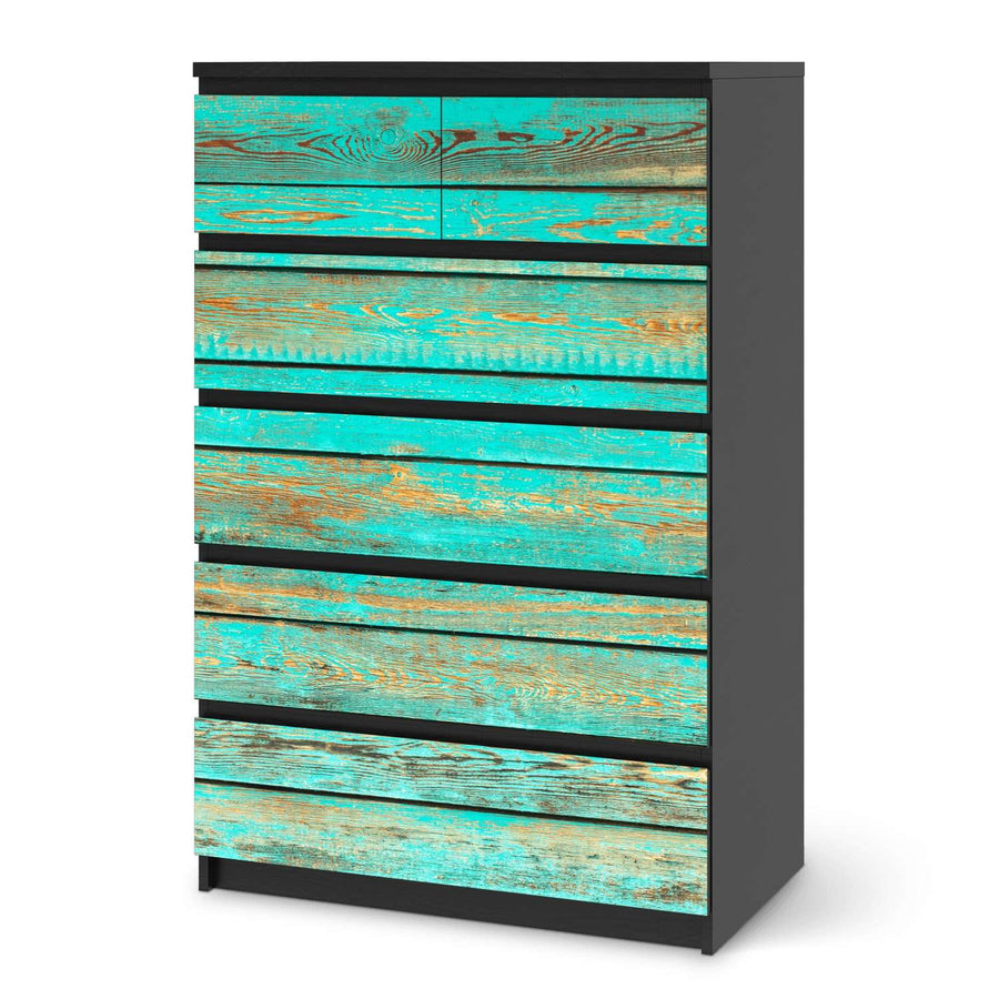 Möbel Klebefolie Wooden Aqua - IKEA Malm Kommode 6 Schubladen (hoch) - schwarz