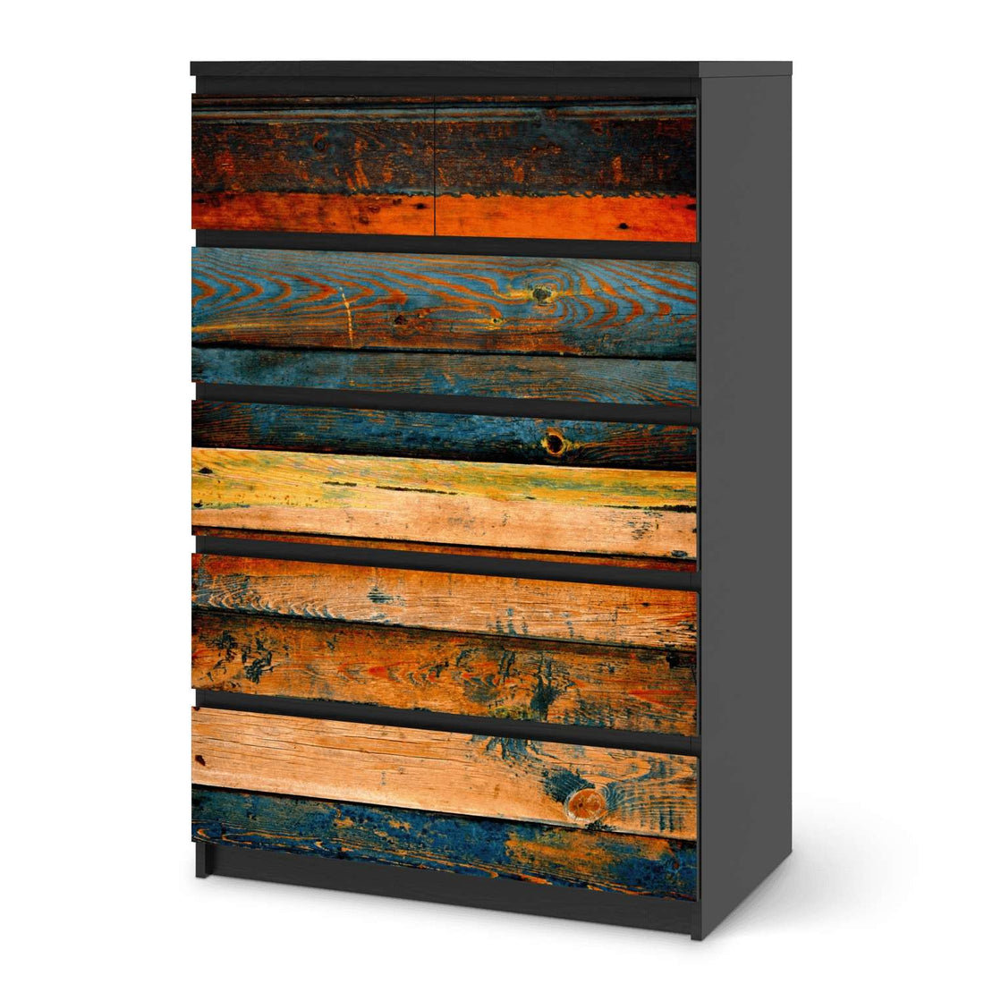Möbel Klebefolie Wooden - IKEA Malm Kommode 6 Schubladen (hoch) - schwarz