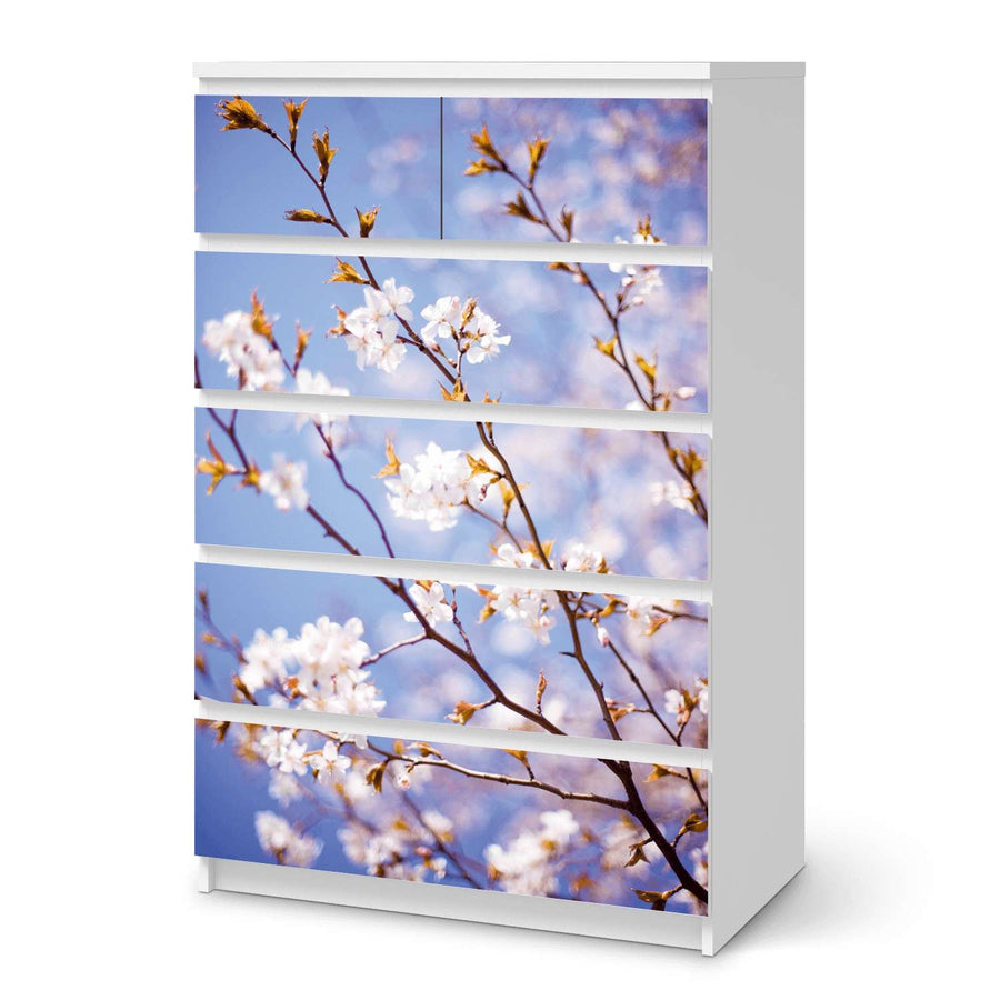 Möbel Klebefolie Apple Blossoms - IKEA Malm Kommode 6 Schubladen (hoch)  - weiss