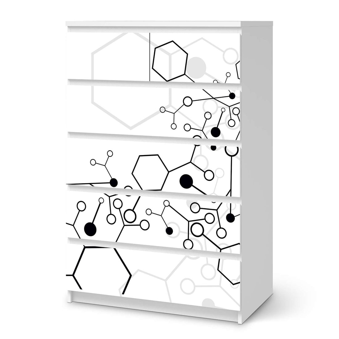 Möbel Klebefolie Atomic 1 - IKEA Malm Kommode 6 Schubladen (hoch)  - weiss