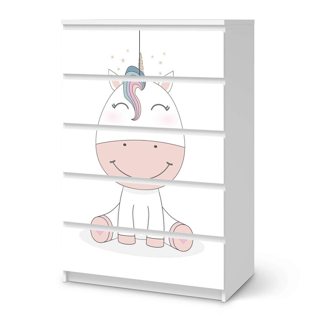 Möbel Klebefolie Baby Unicorn - IKEA Malm Kommode 6 Schubladen (hoch)  - weiss