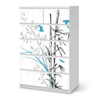 Möbel Klebefolie Bamboo 1 - IKEA Malm Kommode 6 Schubladen (hoch)  - weiss