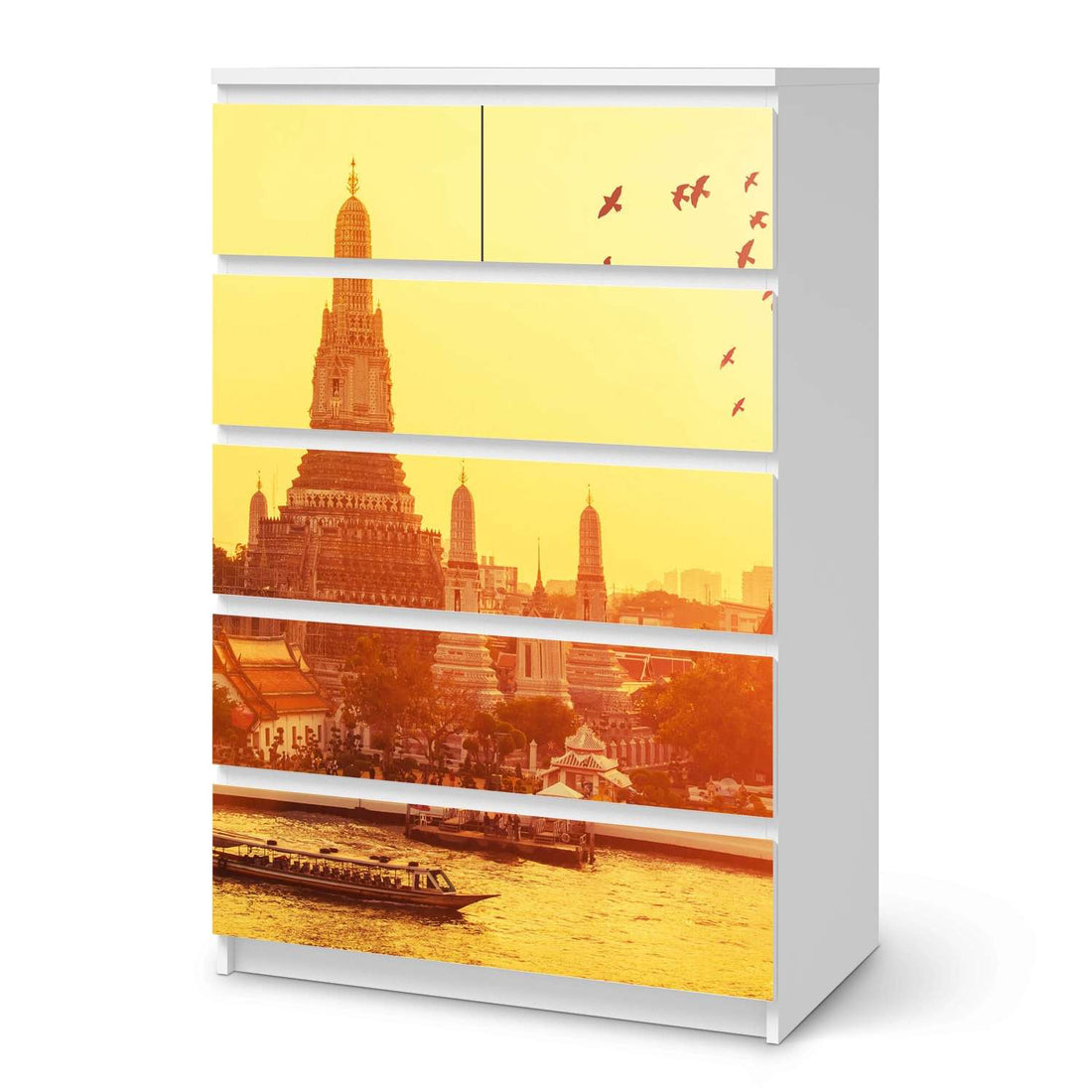 Möbel Klebefolie Bangkok Sunset - IKEA Malm Kommode 6 Schubladen (hoch)  - weiss