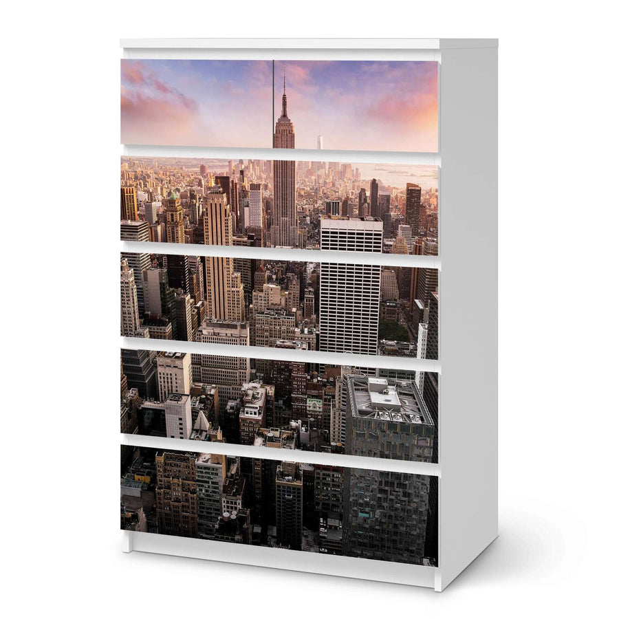 Möbel Klebefolie Big Apple - IKEA Malm Kommode 6 Schubladen (hoch)  - weiss