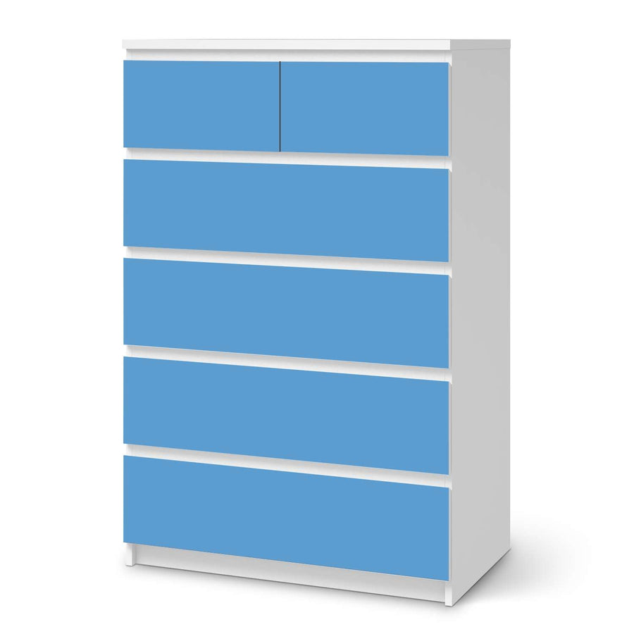 Möbel Klebefolie Blau Light - IKEA Malm Kommode 6 Schubladen (hoch)  - weiss