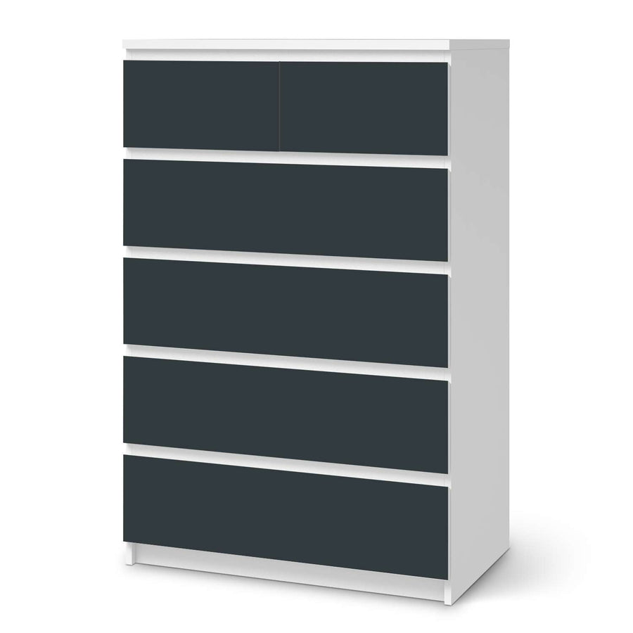 Möbel Klebefolie Blaugrau Dark - IKEA Malm Kommode 6 Schubladen (hoch)  - weiss