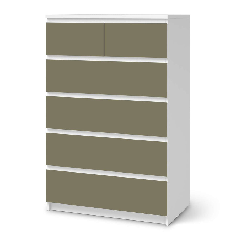 Möbel Klebefolie Braungrau Light - IKEA Malm Kommode 6 Schubladen (hoch)  - weiss