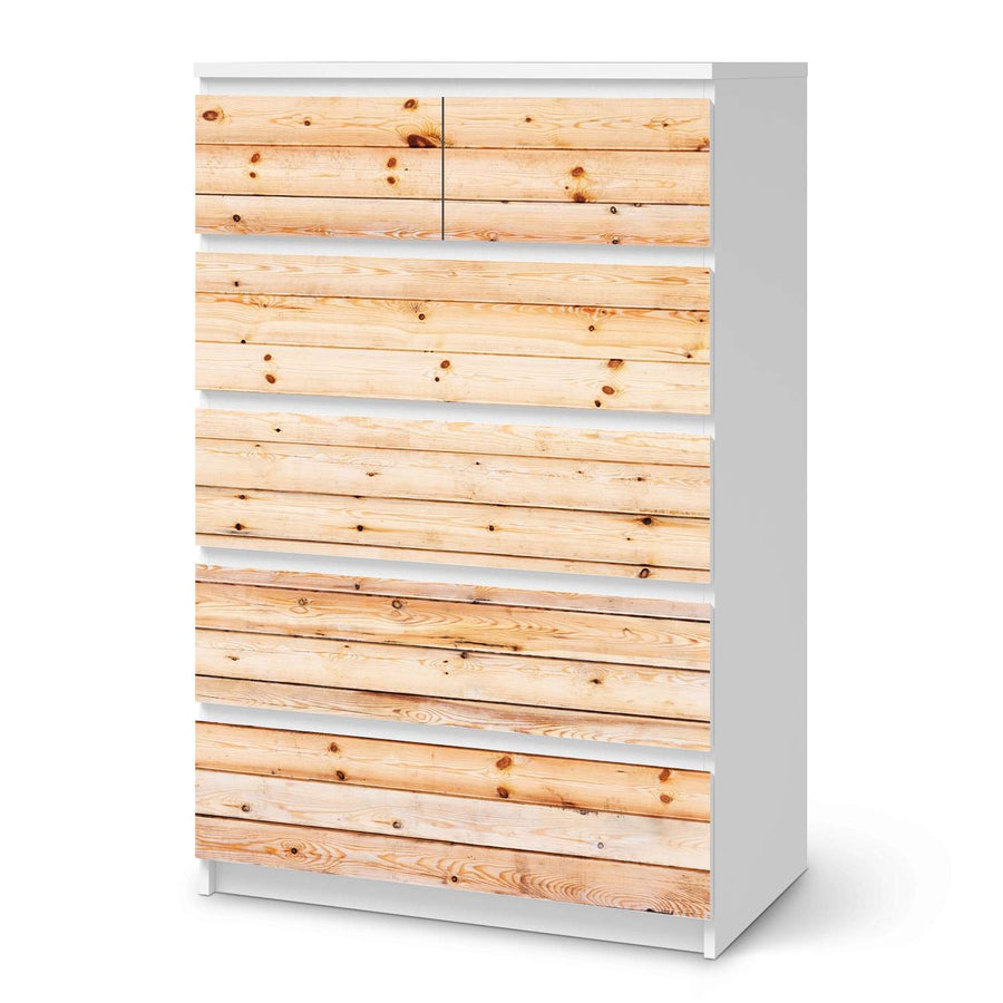 Möbel Klebefolie Bright Planks - IKEA Malm Kommode 6 Schubladen (hoch)  - weiss