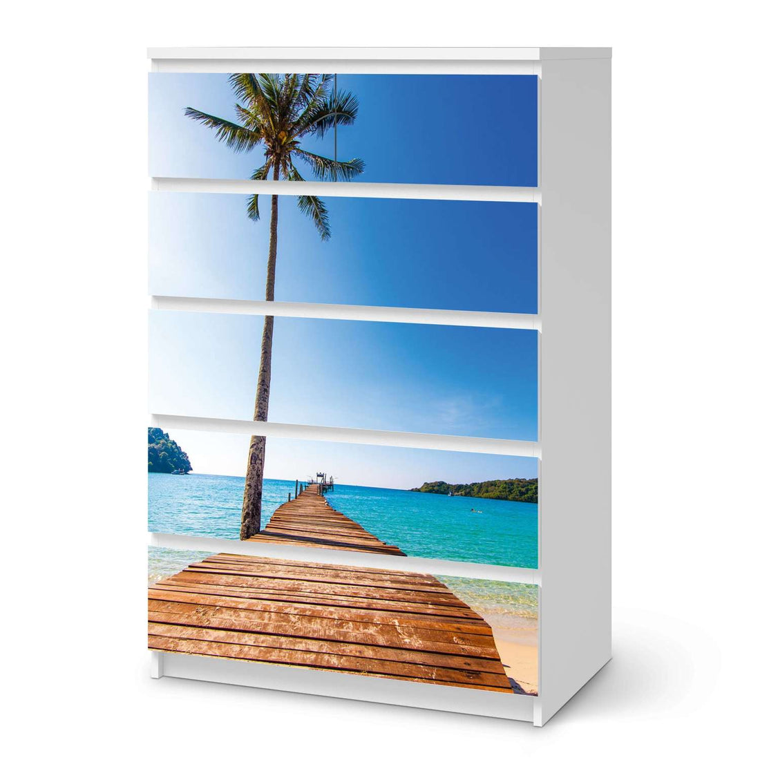 Möbel Klebefolie Caribbean - IKEA Malm Kommode 6 Schubladen (hoch)  - weiss