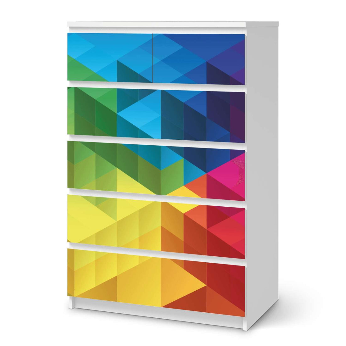 Möbel Klebefolie Colored Cubes - IKEA Malm Kommode 6 Schubladen (hoch)  - weiss